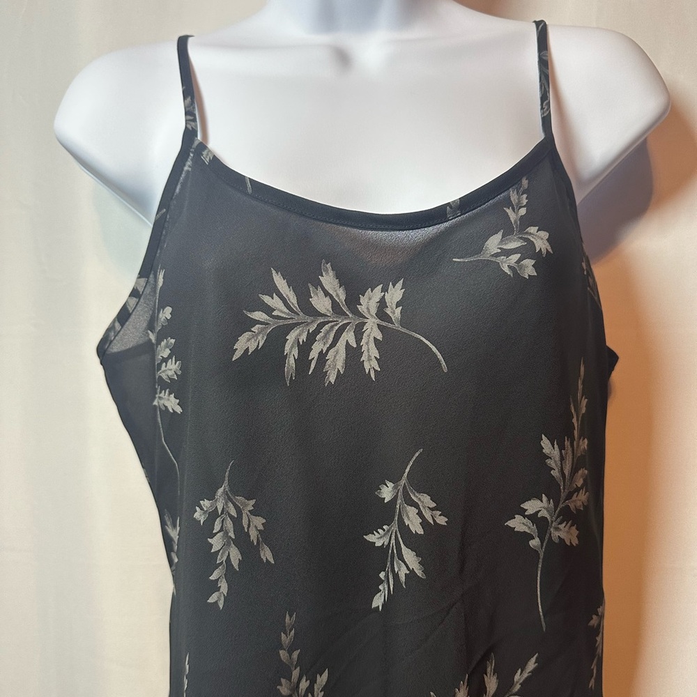 Vintage Victorias Secret Silk Maxi Slip Dress Y2K Leaf Print Sheer Long - Picture 9 of 13